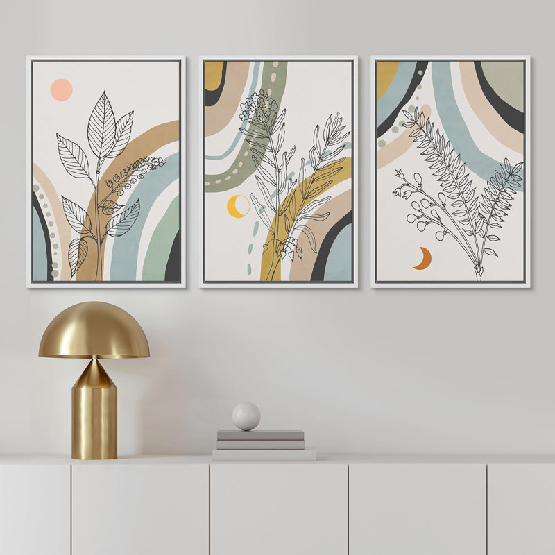 Impression sur toile 3 pièces, H 24 po x l 16 po x P 1,5 po, Blanc