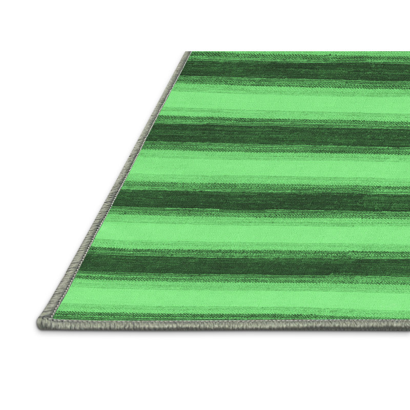 Tapis abstrait vert émeraude lavable à la machine 226, Rectangle 5 pi x 7 pi