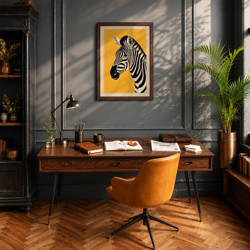 Striped Profile Graphic - Framed Print, A1 - 84.1 x 59.4 cm, Walnut