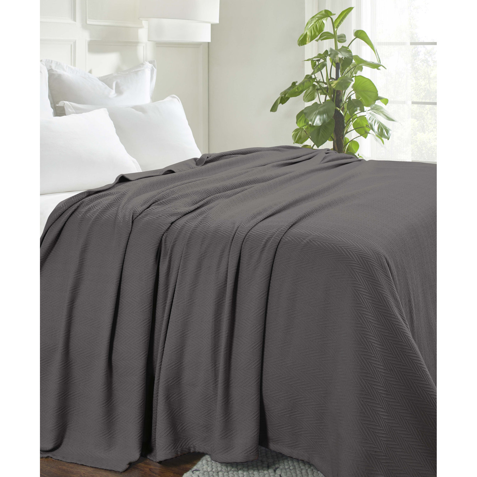 Jareth Cotton Throw Blanket, Full/Queen, Charcoal