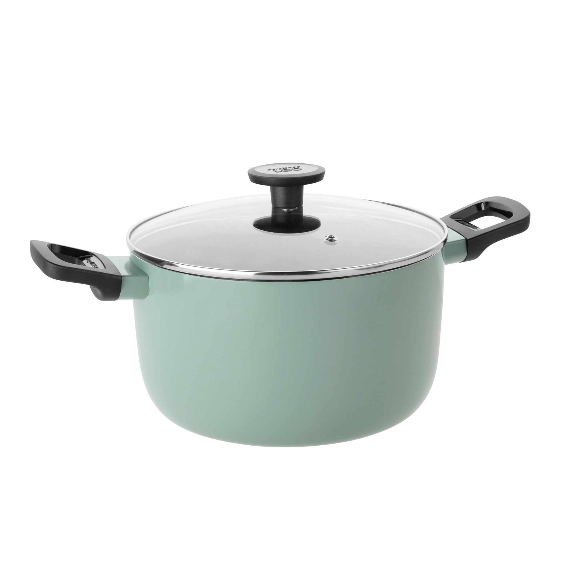 BergHOFF Leo Aluminum Non-stick Casserole with Glass Lid, Slate, 5.9 qt., Green