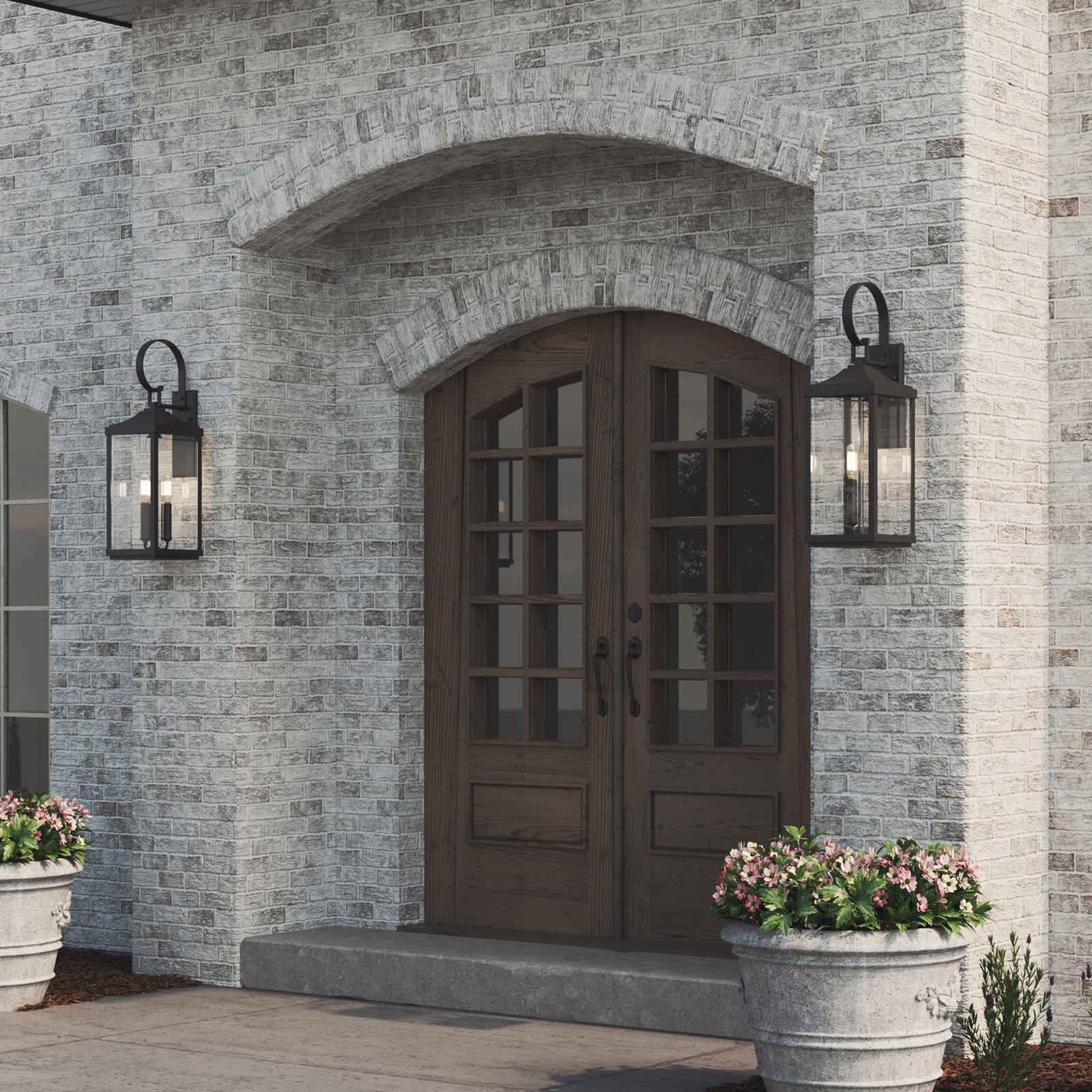 Crawley 3-Light Beveled Glass Outdoor Wall Lantern, Black