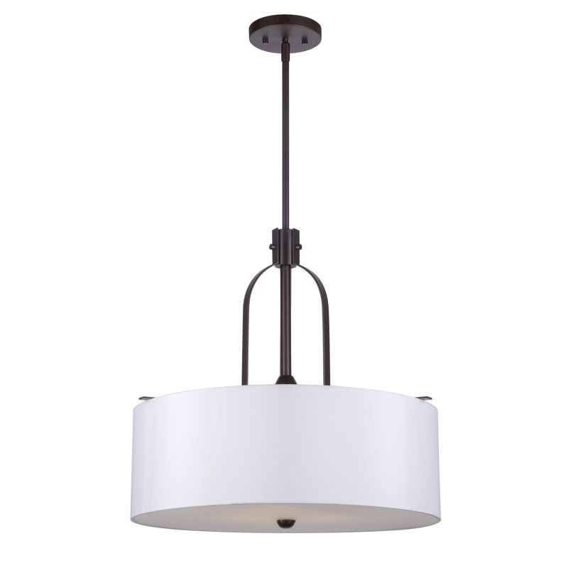 Luminaire suspendu tambour simple à 3 lumières Denalia, Bronze antique