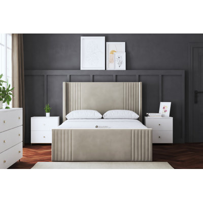 Elara Winged Panel Bed with Headboard
