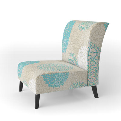 Blue Circle Pattern - Upholstered Patterned Accent Slipper Chair