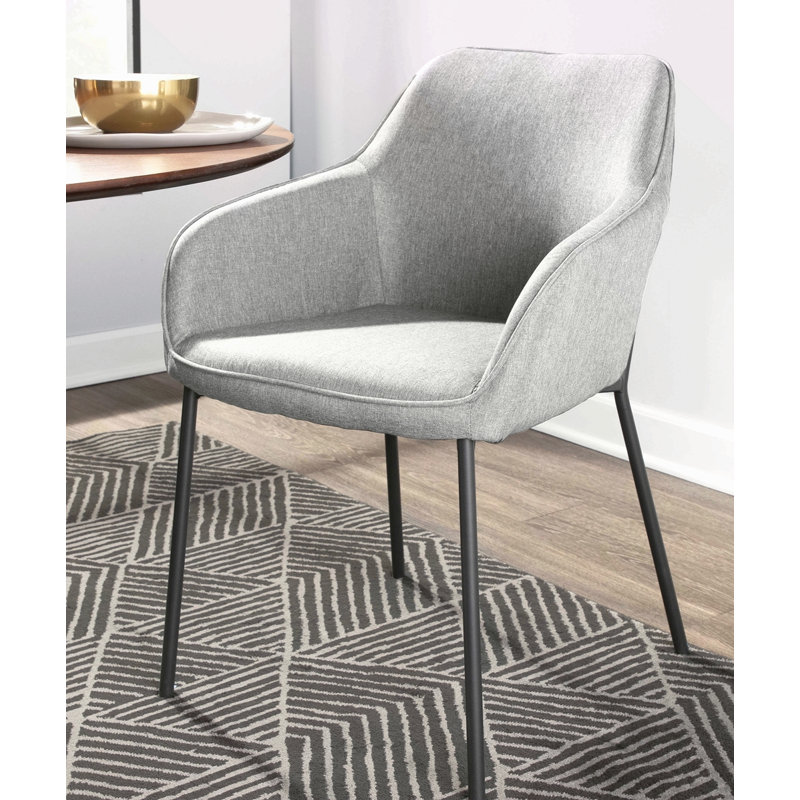 Chaise de salle à manger en métal et tissu gris - ensemble de 2