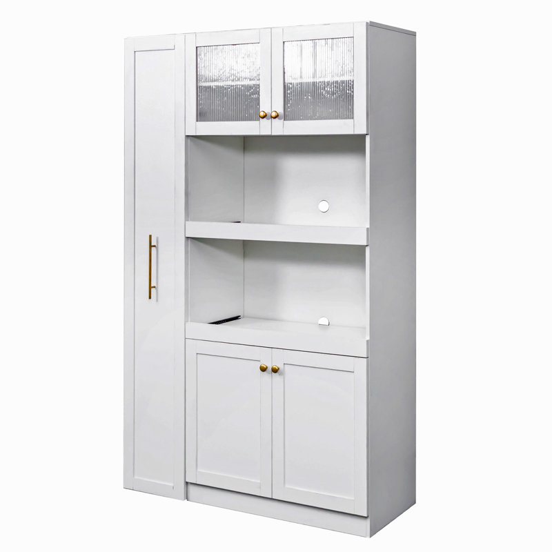 Multi-Layer Pull-Out Kitchen Storage Rack With 4 Doors, White