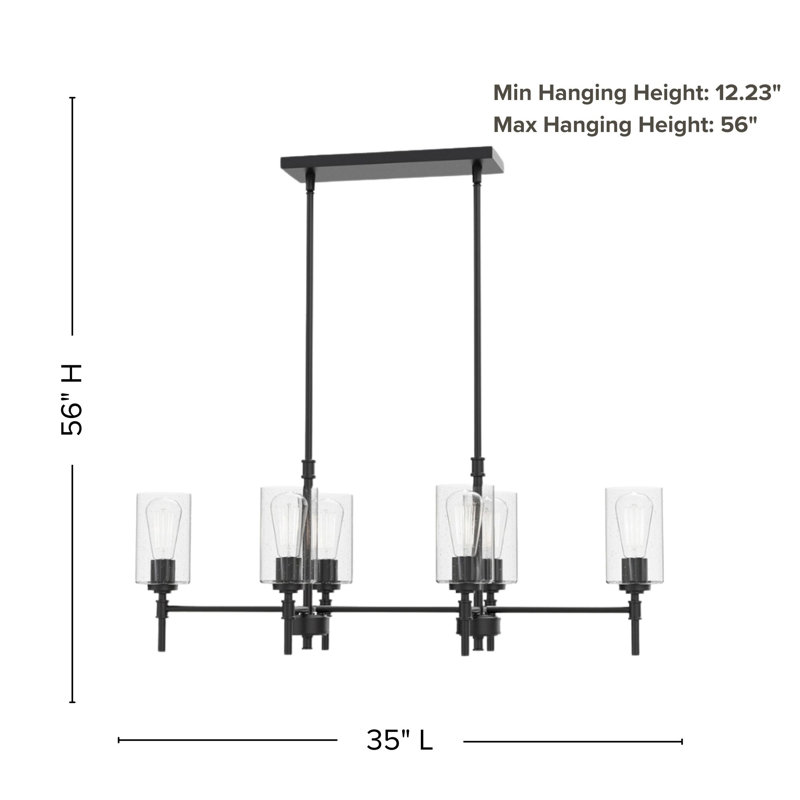 Wexton 6-Light 12.63” Wide Chandelier, Matte Black, Clear Bubble