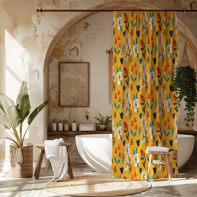 Yellow Floral Shower Curtain