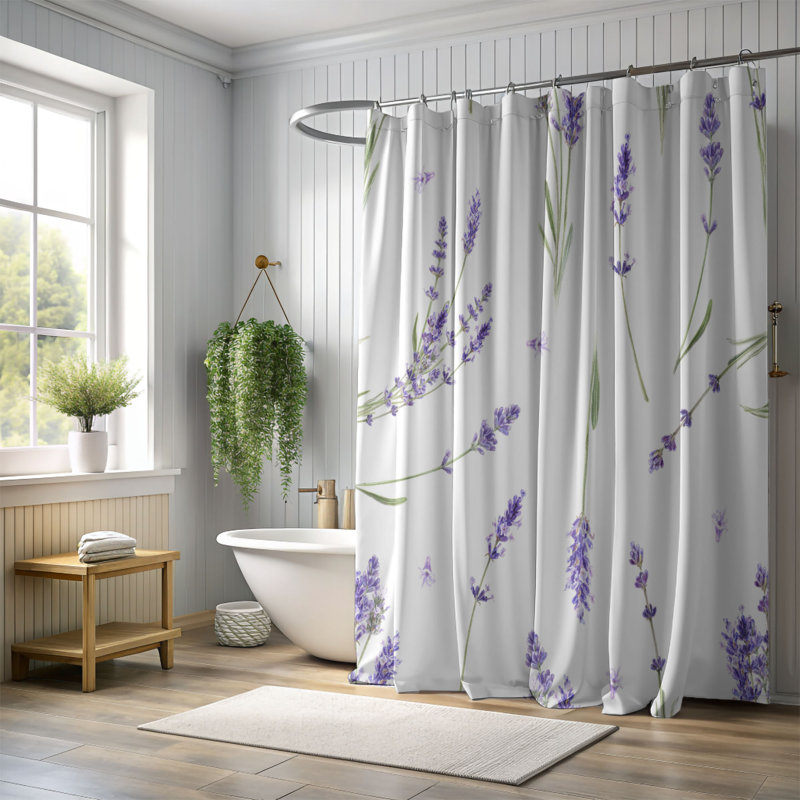 Rideau de douche standard 1 pièce White Sprout, H 74 po x l 71 po