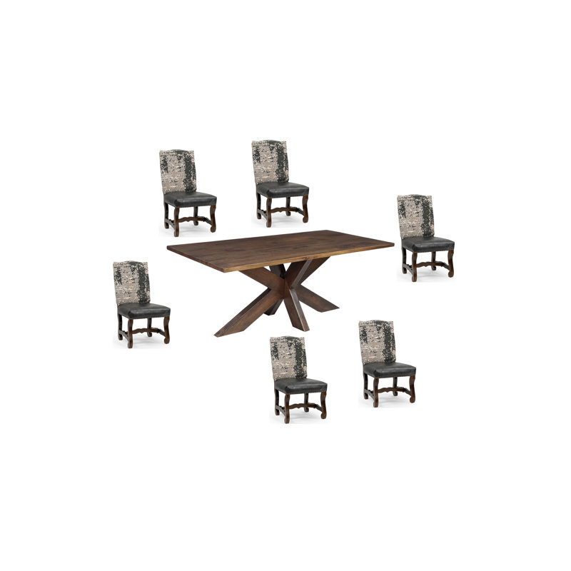 Josiane 7-piece Solid Wood Upholstered Dining Set