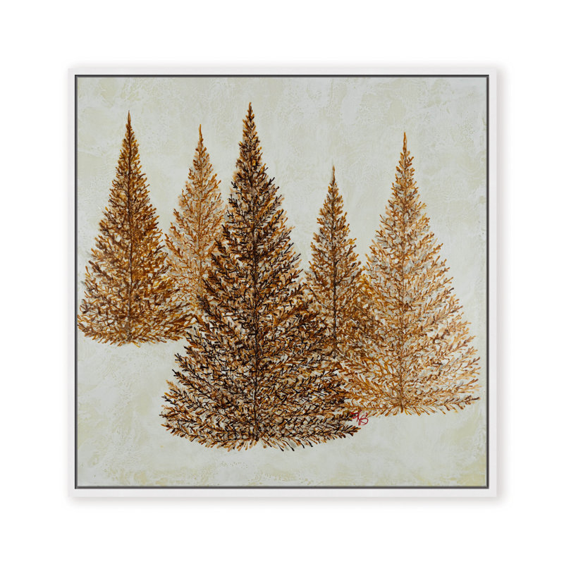 Nature Inspired "Dawnlit Forest" Canvas Wall Art By Karen Biery, 30" H x 30" W, Framed Canvas, Beige