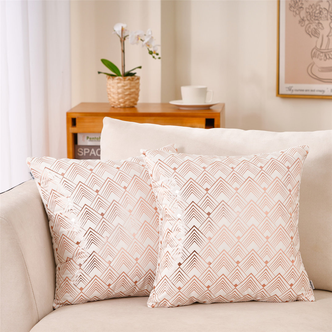 Velvet Throw  Pillow Cover with Geometric pattern Velvet Throw Square Pillow Cover (Set of 2) WARISI 