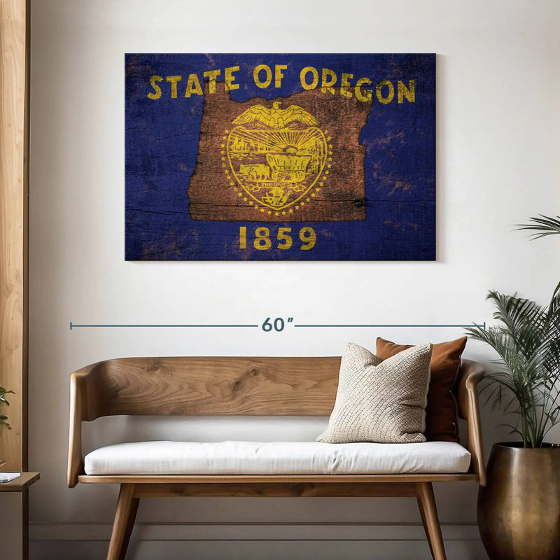 State Map Over Oregon Flag