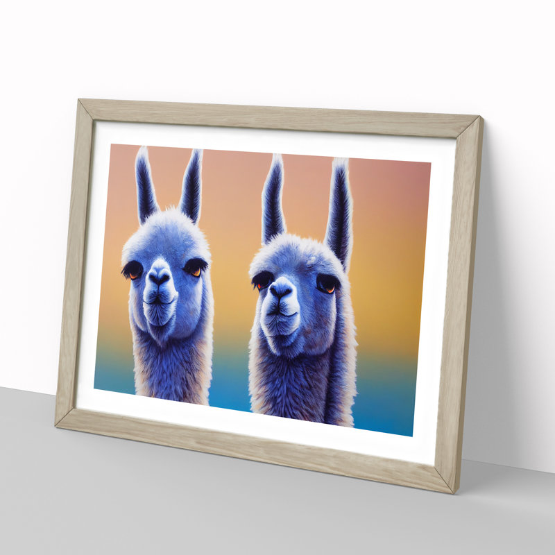 A Miraculous Llamas - Framed Print, 46cm H x 64cm W x 2cm D, Oak Framed
