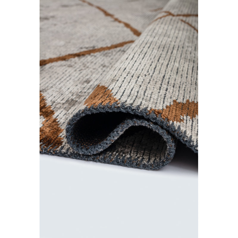 Brown Beige Abstract Luxury Area Rug, Rectangle 7'10" x 11'2"