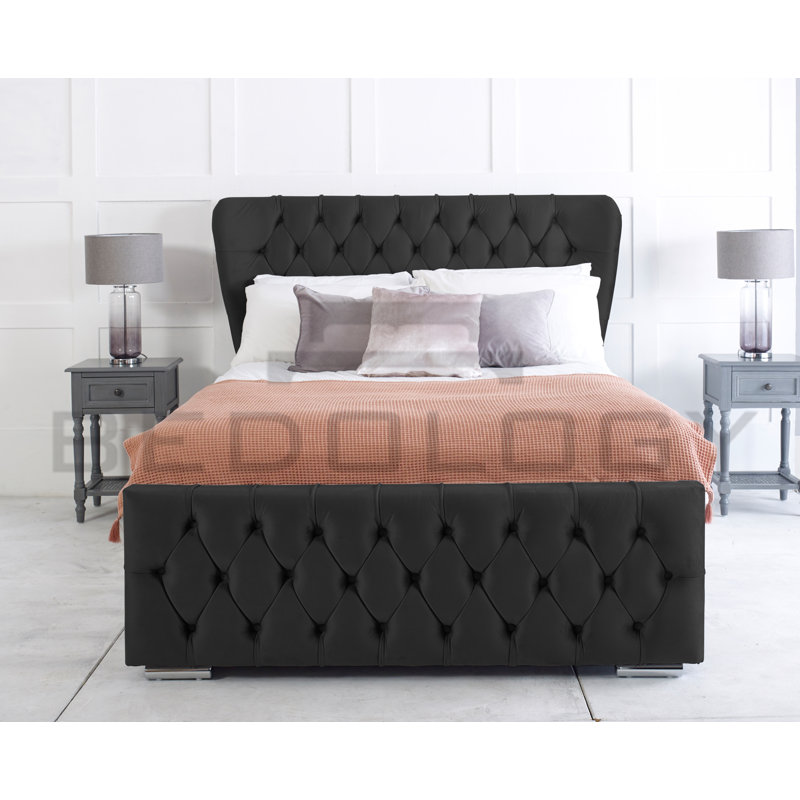 Jayvion Upholstered Bed, Black, Superking (180x200cm)
