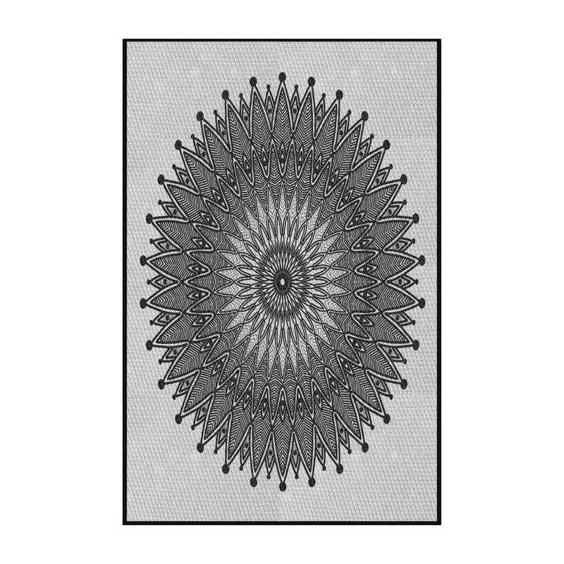Laine tissée à la main et polyester noir/gris Tapis décoratif, Rectangle 7 pi x 9 pi