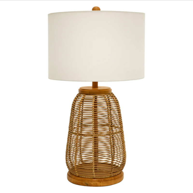 Rattan Table Lamp/Fabric Shade With Ul Standard