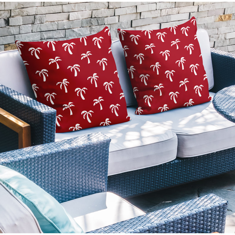 Housse et insert de coussin décoratif intérieur / extérieur en mélange de polyester, L 15 po x H 15 po, Rouge