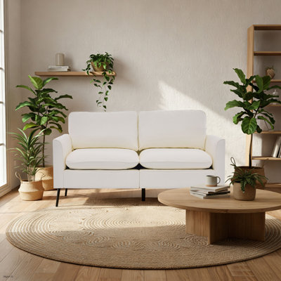 Canapé moderne rembourré avec causeuse, canapé de réception en similicuir avec pieds en métal, canapé d'appoint 2 places pour le salon, le bureau et la réception
