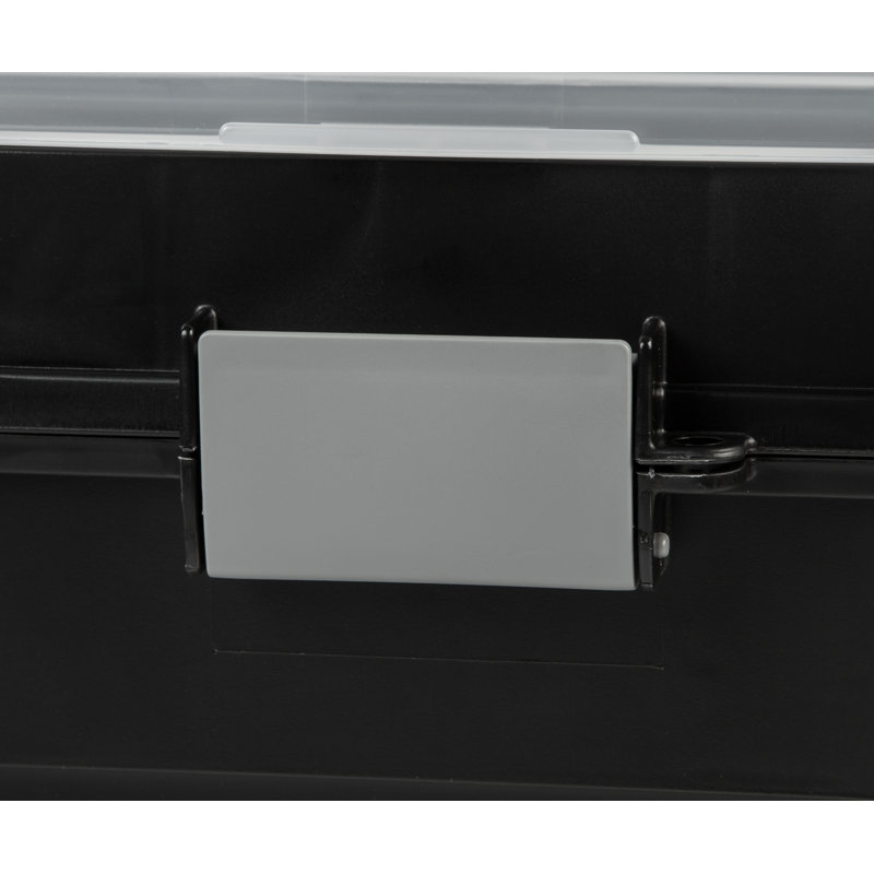 Black Portable Hanging File Box with Organizer Lid