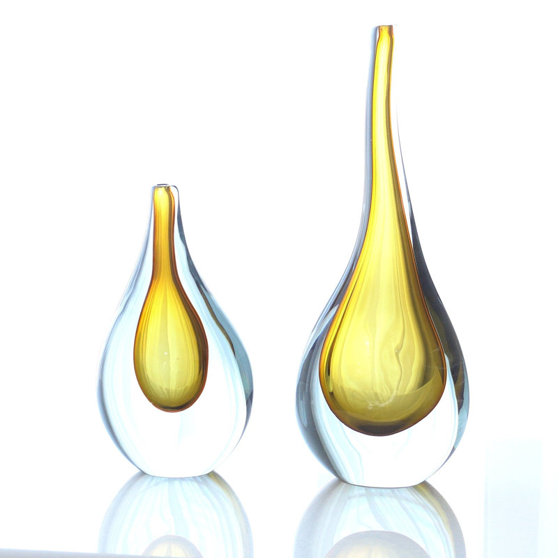 Stretched Neck Vase-Amber-Sm