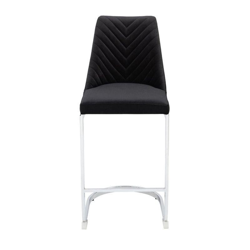 Pires Upholstered Counter Stool with Metal Frame, Black
