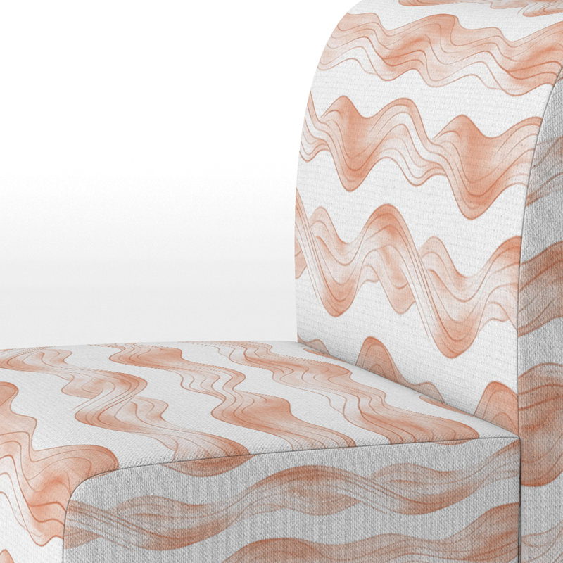 Fauteuil de chambre abstrait orange et blanc Terra Lines, Pantoufle sans accoudoirs