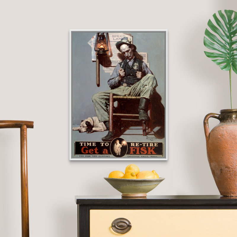 «Time To Retire: Sleeping Sheriff», art mural sur toile, Cadre flottant blanc, H 26 po x l 20 po x P 1,75 po
