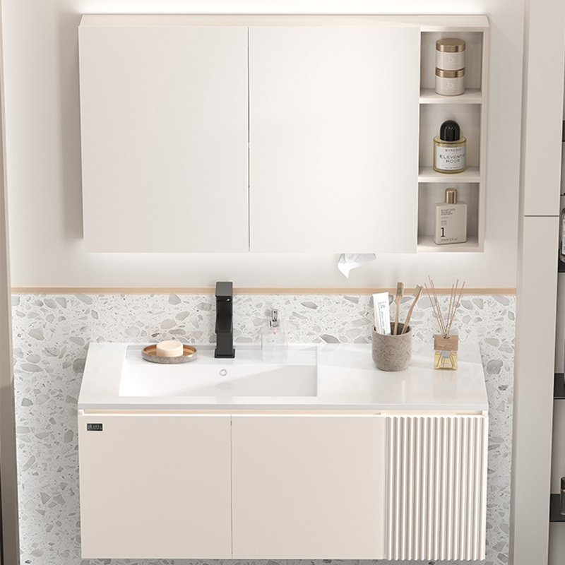 Armoire de salle de bain française de style crème minimaliste