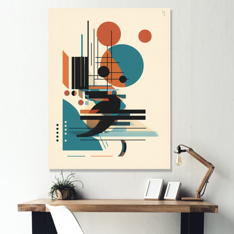 Bleu et orange minimaliste symphonie V - art mural minimaliste, salon, H 40 po x l 30 po x P 1,5 po, Toile tendue