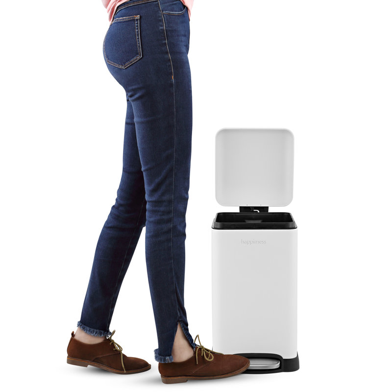 Poubelle à pédale Betty Retro Steel, Blanc, 3,2 gallons