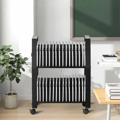 Chariot de chargement pour ordinateur portable, station de charge mobile à 32 appareils avec roues, pour tablette et ordinateur portable, écran de 15,6 po ou moins, fentes d'accès facile, contrôle de surtension, pour le bureau, la salle de classe, la bibliothèque