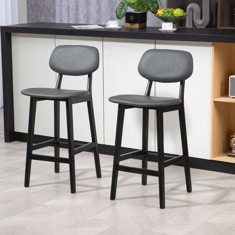 Valenza Upholstered 65cm Counter Stool with Solid Wood Frame, Grey