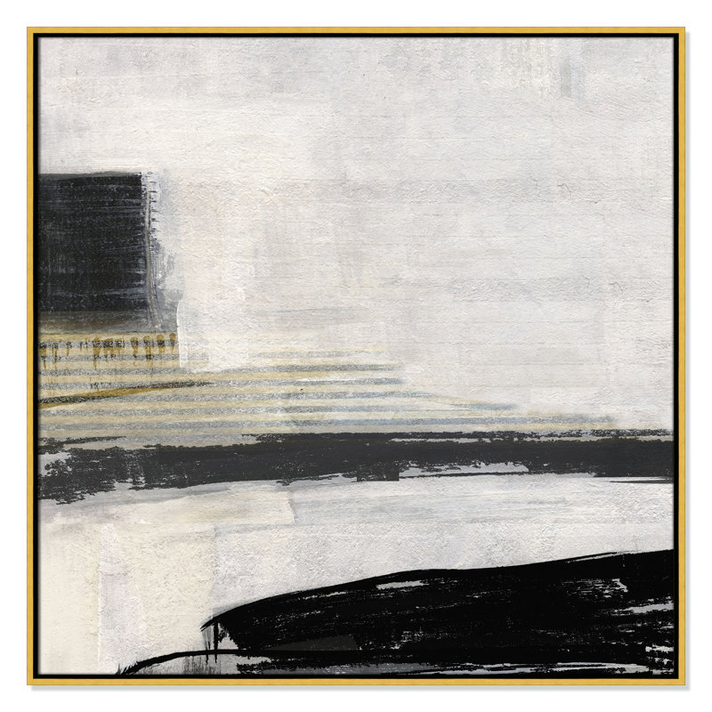 «La Bande I Print» par Sally Swatland, Cadre flottant doré, H 37,5 po x l 37,5 po