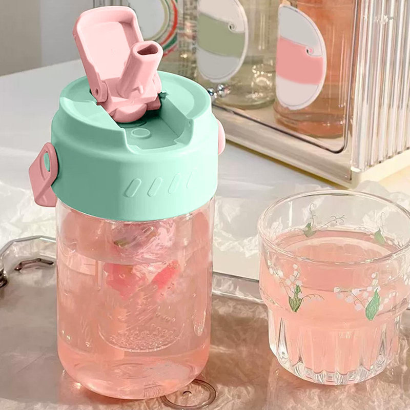 Bouteille d'eau Tasse de paille sur le thème de l'été 600 ml ShatterProof, Vert