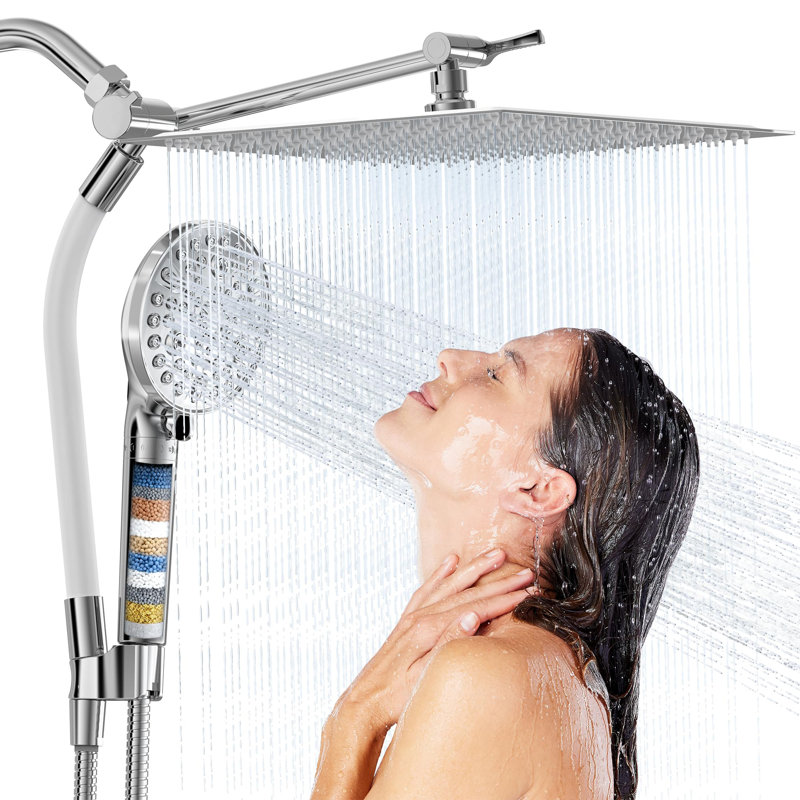 Pomme de douche tout métal, pomme de douche combinée 10 jets, pomme de douche, Chrome chrome