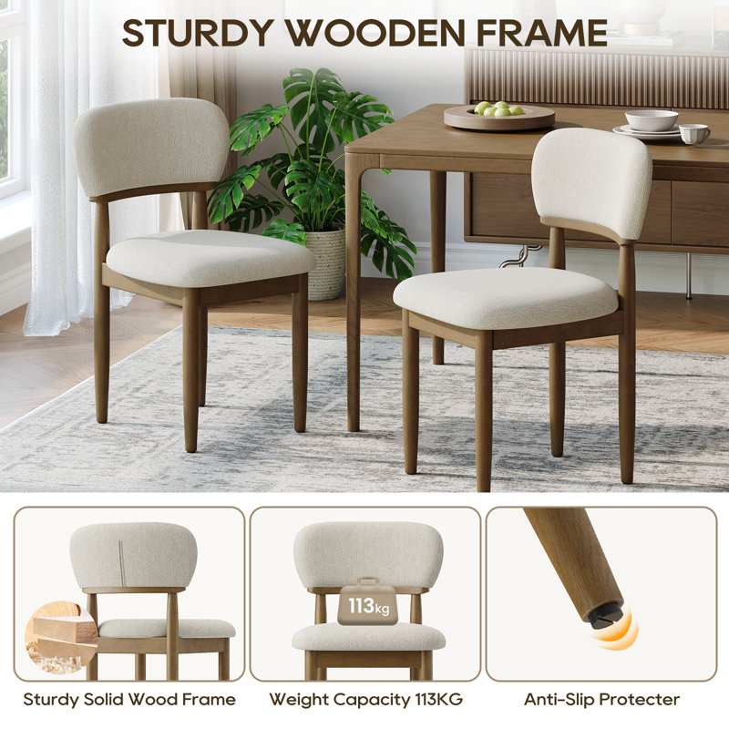 49 cm H Upholstered Chenille Dining Chair, Beige