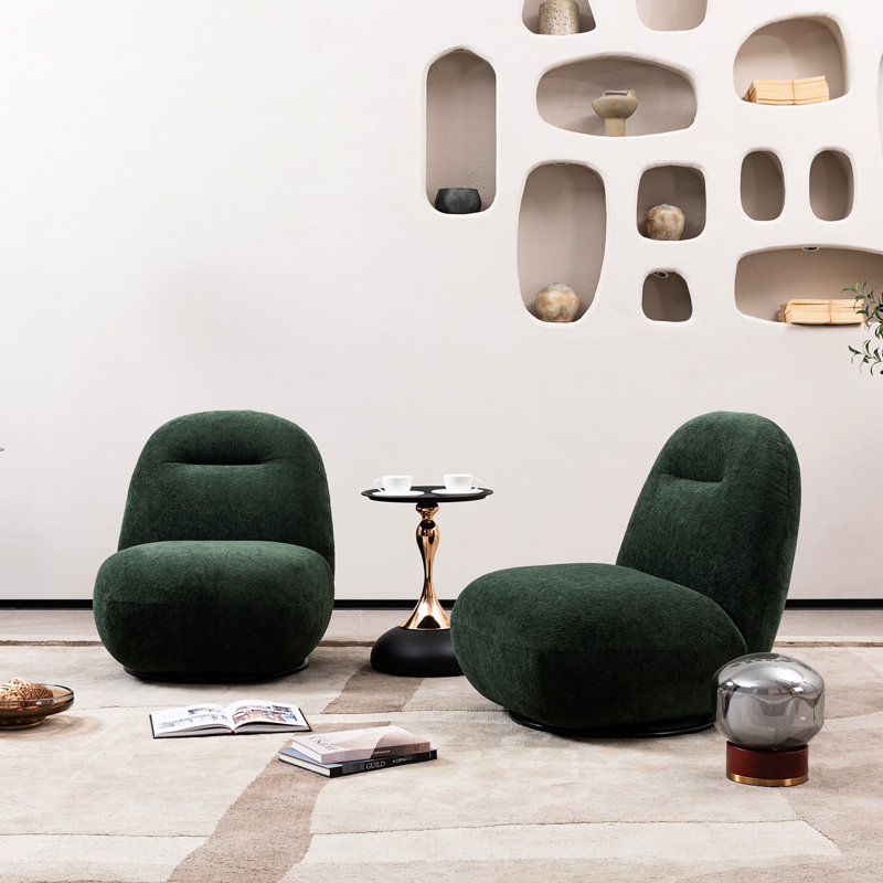 Fauteuil d'appoint de luxe, fauteuil en velours pour la réception, siège confortable avec support et revêtement respirant avec dossier pivotant moderne, espace de vie élégant, look élégant en bois d'eucalyptus