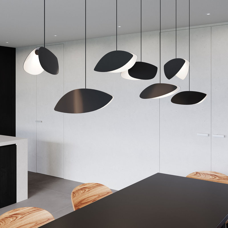 Papillons™ 1 - Light LED Pendant, Satin Black, 6.75" H x 12.5" W x 5.25" D
