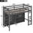 Twin Size Loft Bed with 8 Open Storage Shelves, Built-in Ladder, and Comprehensive Guardrails, Antique Grey