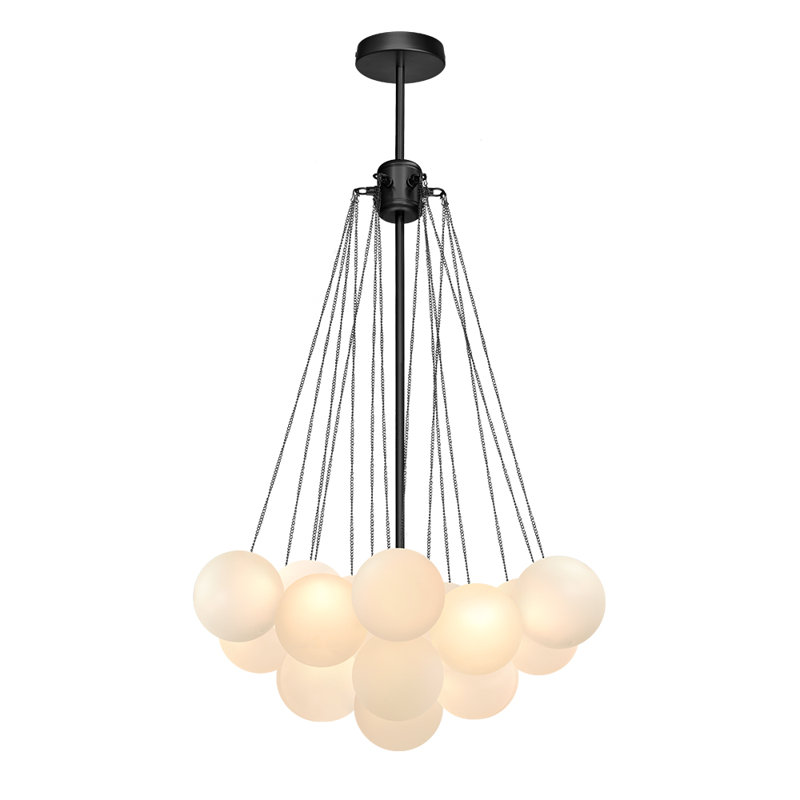 Aniston 3-Light Glass Globe Bubble Chandelier, Black, 98cm H x 39.87cm W x 39.87cm D
