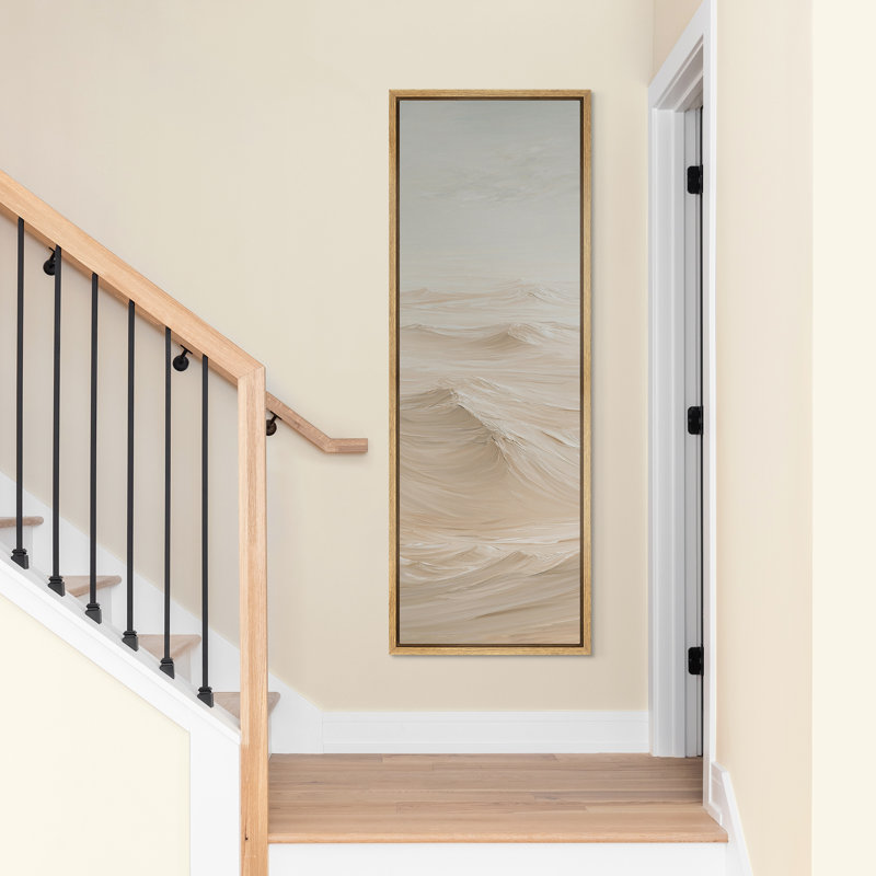 «Calm Minimal Desert Dunes Landscape», reproduction d'art sur toile encadrée, H 60 po x l 20 po x P 1,5 po, Naturel