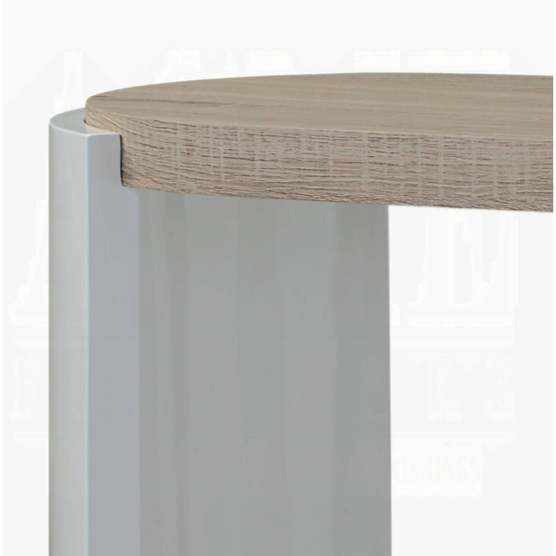 Table basse ultra-brillante avec tablette inférieure en chêne blanc moderne
