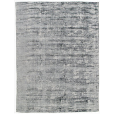 Silk Striped Area Rug in Gray/Black