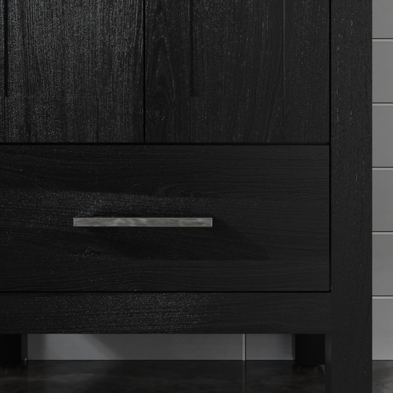 Armoire de salle de bain avec meuble-lavabo noir à motif ondulé à grain d'eau noir Goodyo