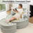 47.6" Chenille Oversized Round Bucket Chair With 5 Pillows By Ottoman-112673324