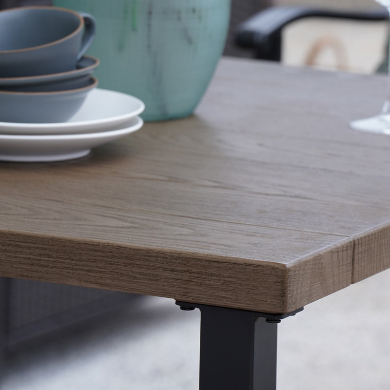 Square Metal Outdoor Dining Table With Umbrella Hole , 94.6cm W 94.6cm D