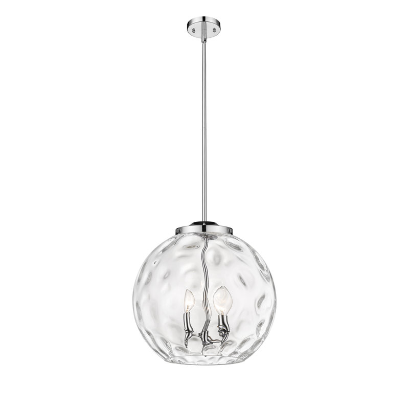 Luminaire suspendu sphère 3 lumières 3 lumières, H 17,13 po x l 15,75 po x P 15,75 po, Chrome poli